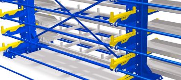 Roll out cantilever racking otherwise known as crank out racking example photo with drawer pulled out