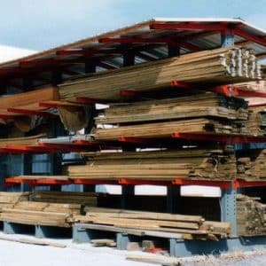 Covered cantilever lumber racks